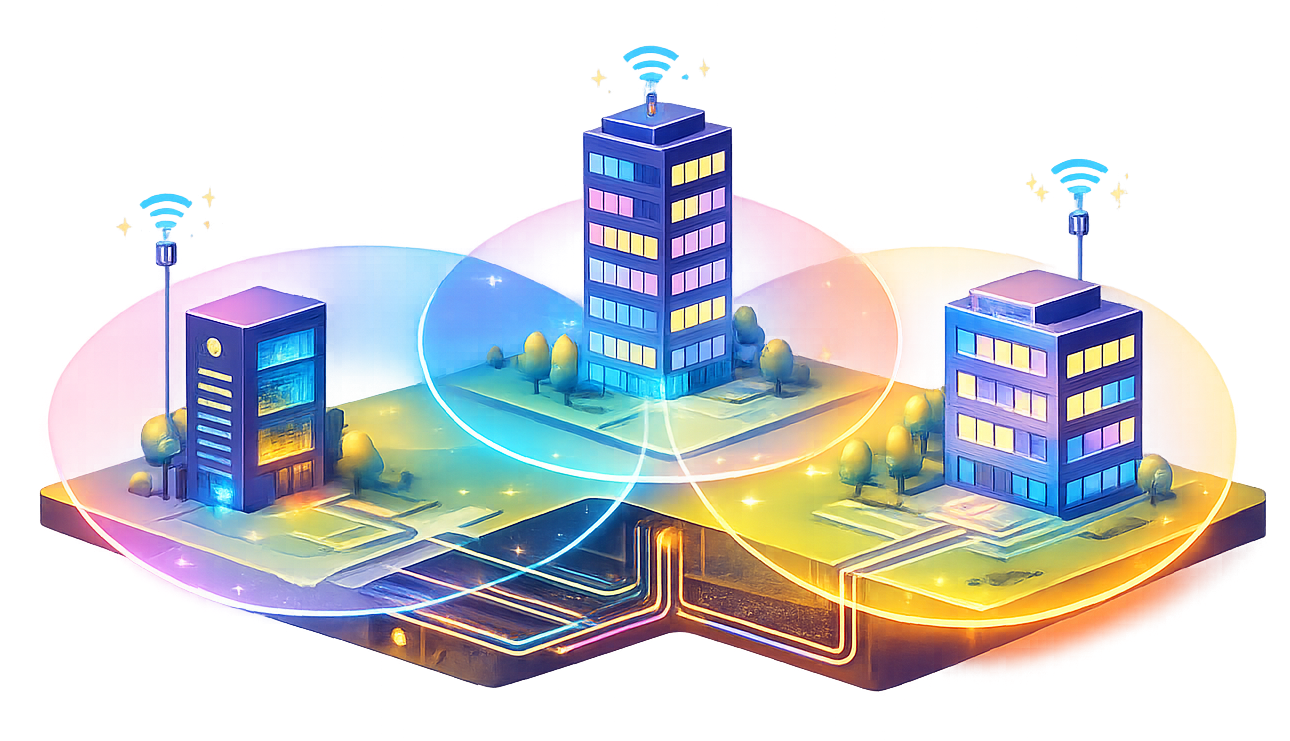 Campus mit mehreren Gebäuden – WLAN-Vernetzung über Außenbereiche