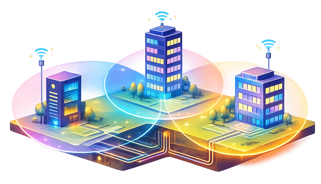 Campus mit mehreren Gebäuden – WLAN-Vernetzung über Außenbereiche